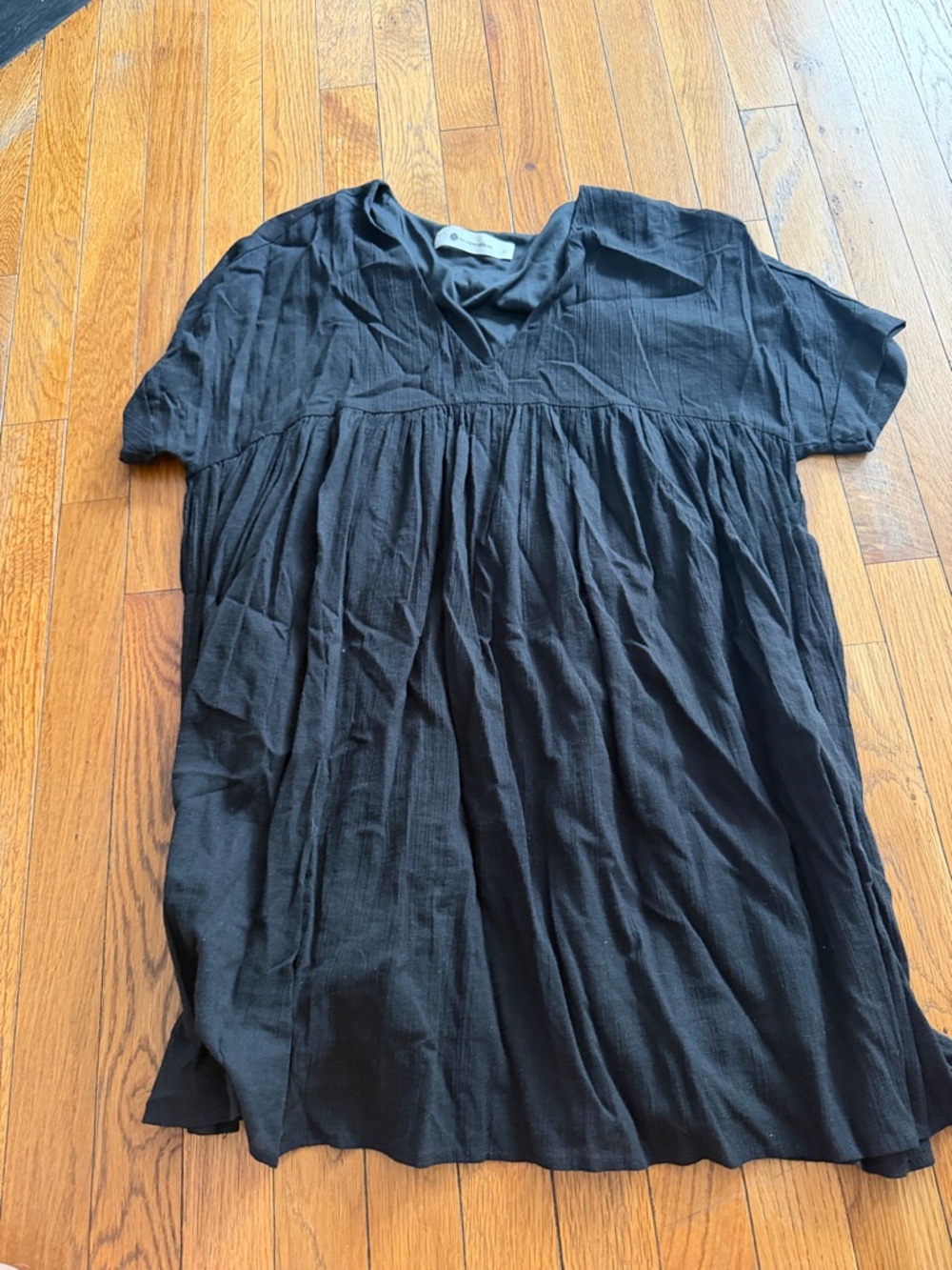 Black V-Neck Babydoll Dress